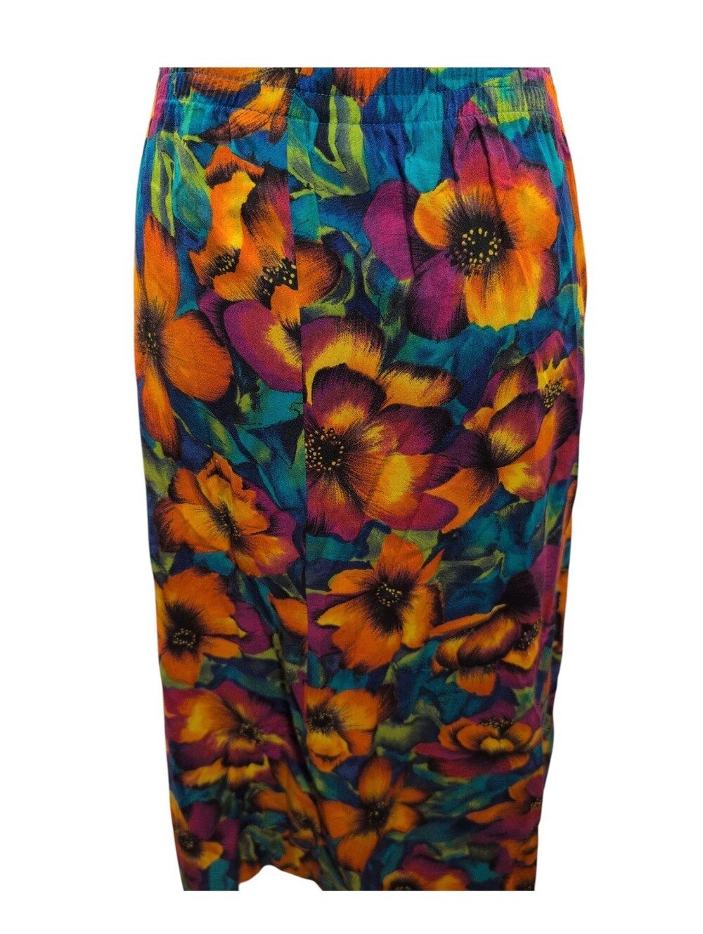 Vintage Partners Mervyns Floral A-Line Skirt Orange Purple M